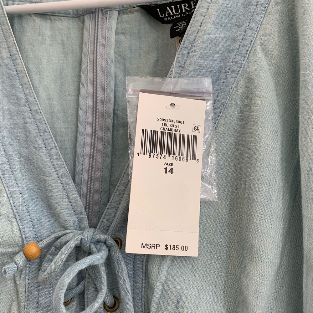 SOLD ☀️ Ralph Lauren Cotton Puff Sleeve Chambray Dress - Picture 6 of 11